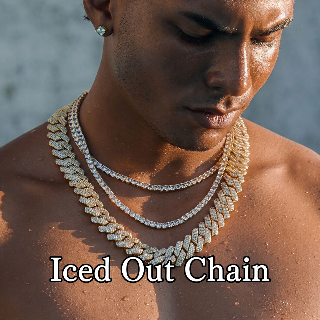 ￼⭐︎最終値引き⭐︎glitter Iced Out Chain ゴールド Iced Out Prong Chain 【5mm】 | Glitter