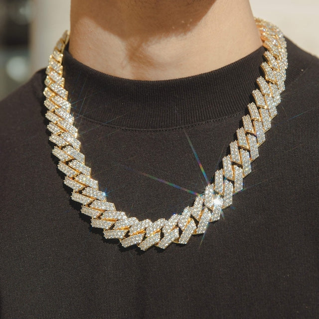 s925 Iced Out Prong Chain Necklace 【19mm】