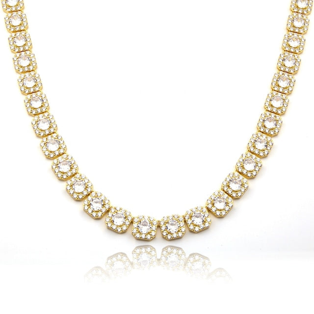 s925 Clustered Tennis Chain Necklace【10mm】