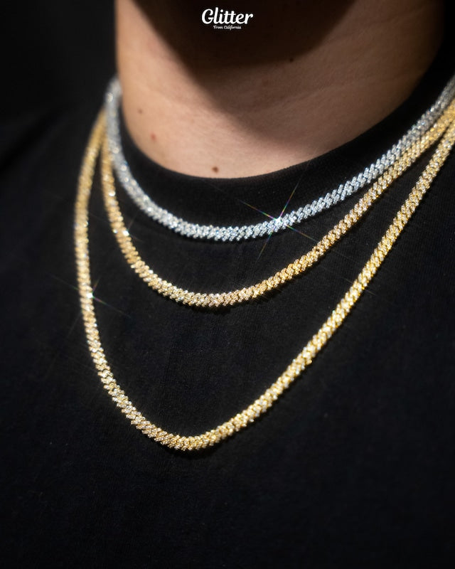 s925 Iced Out Prong Chain 【5mm】