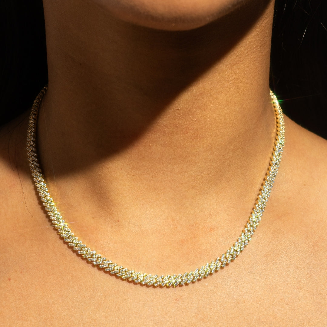 Iced Out Prong Chain 【5mm/GOLD】 – Glitter