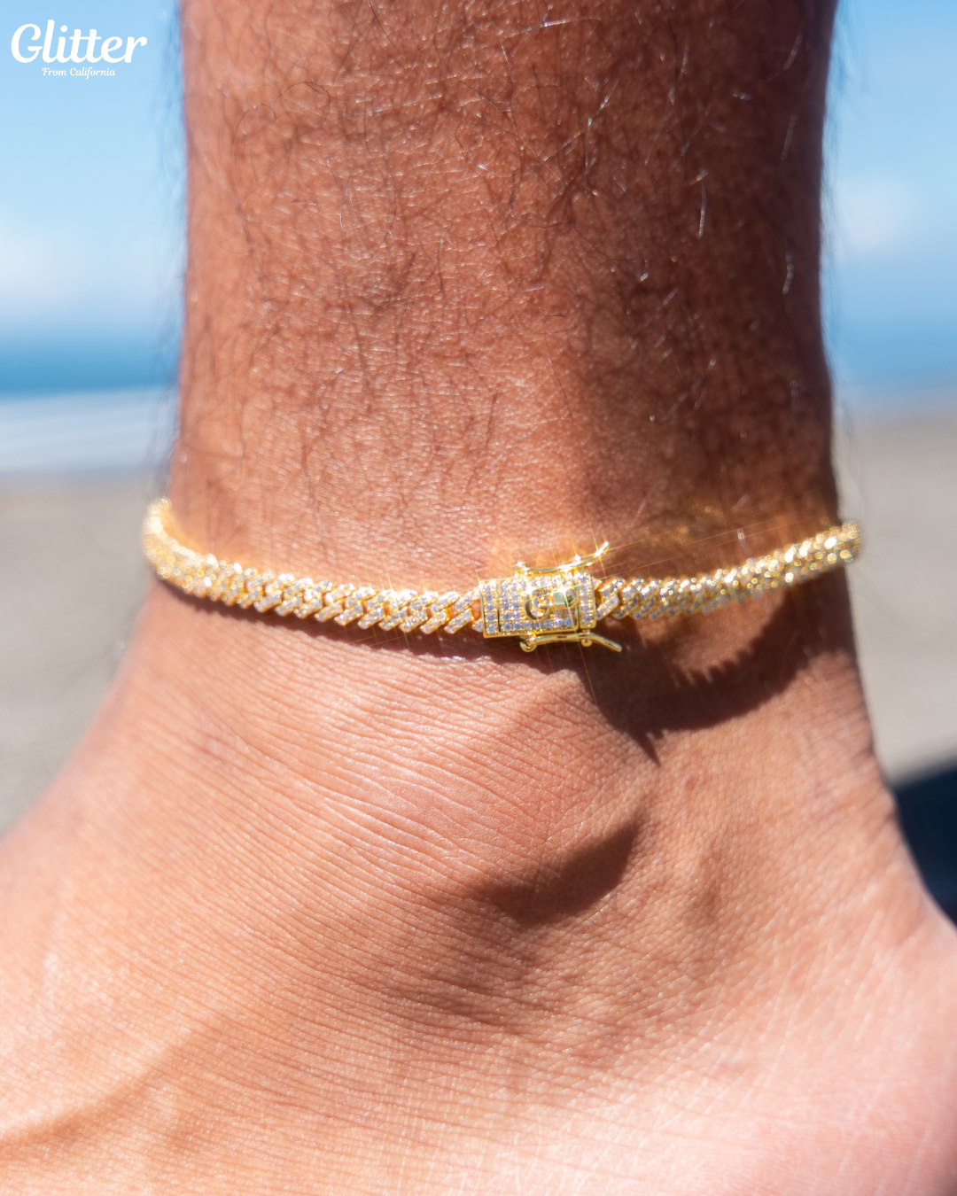 Iced Out Prong Chain Anklet【GOLD/SILVER】