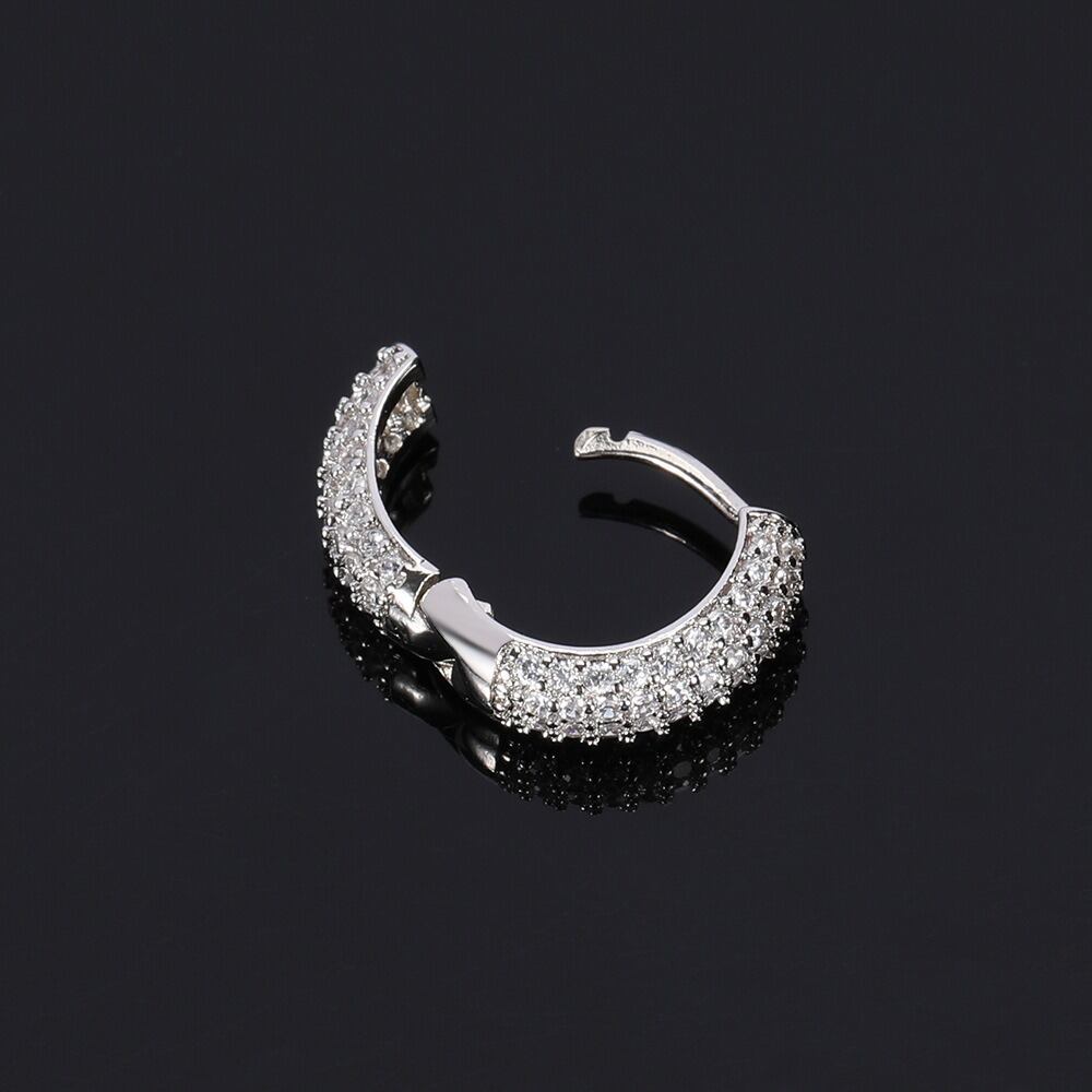s925 Iced Out Hoop Earrings 【SILVER】