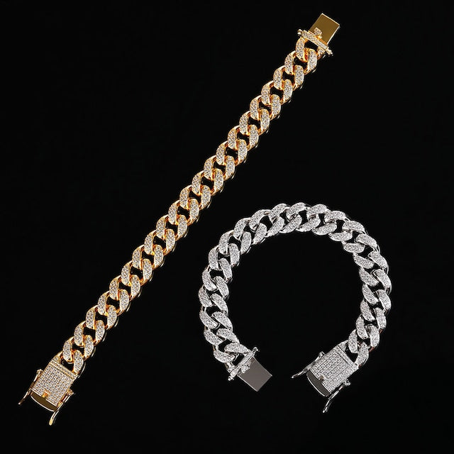 s925 Iced Out Cuban Chain Bracelet 【12mm】