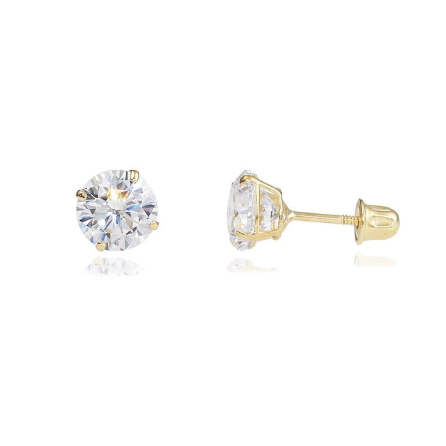 10k Round Cut Stud Earrings