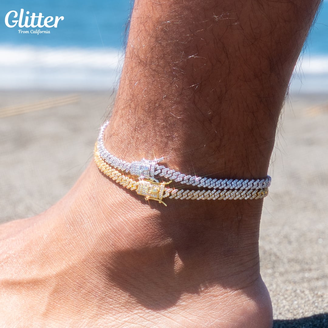 Iced Out Prong Chain Anklet – Glitter