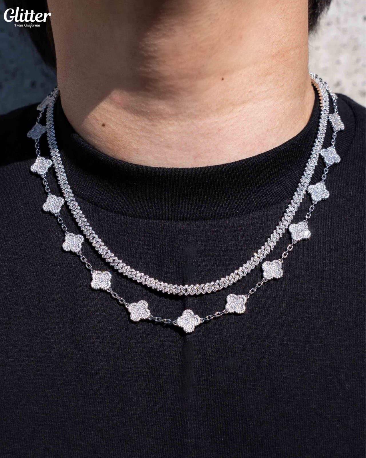 Iced Out Motif Chain Necklace
