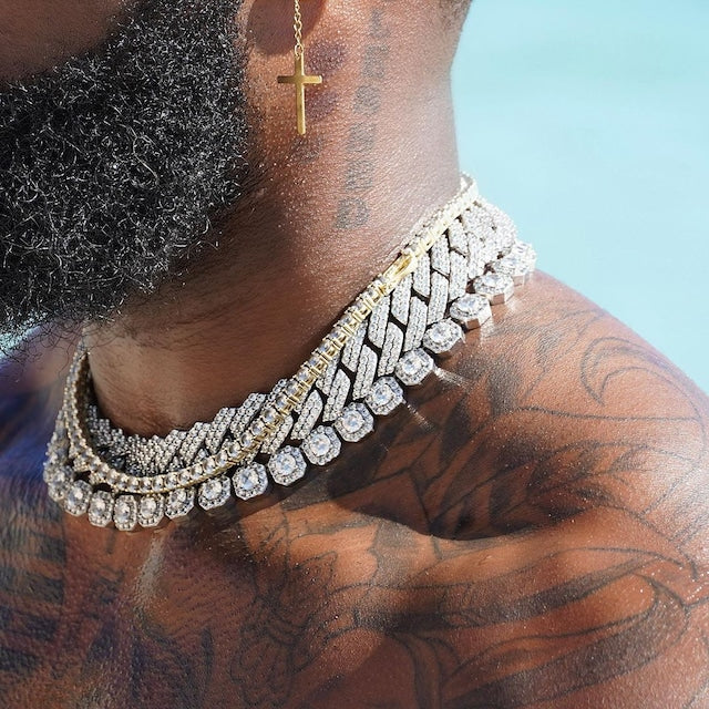 s925 Iced Out Prong Chain Necklace 【19mm】