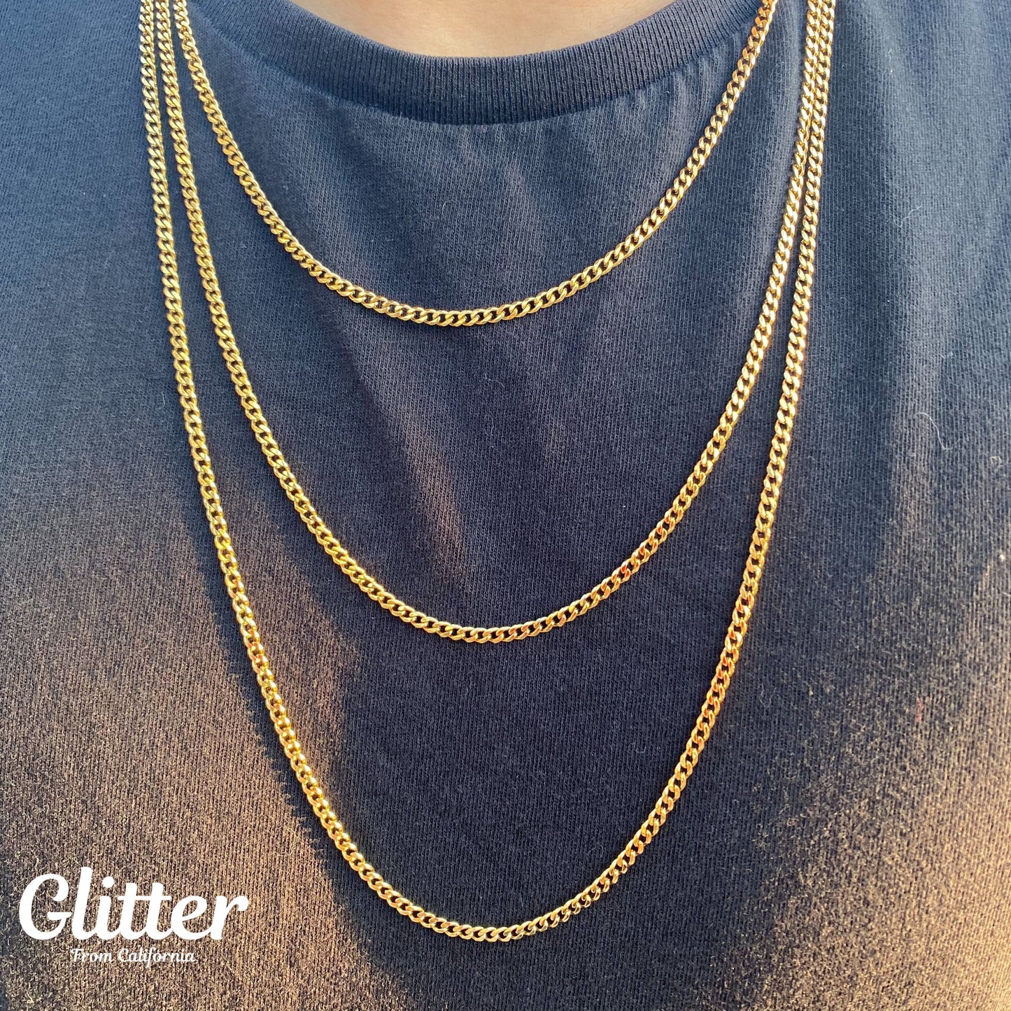 Miami Chain Link Necklace 【3mm/GOLD】