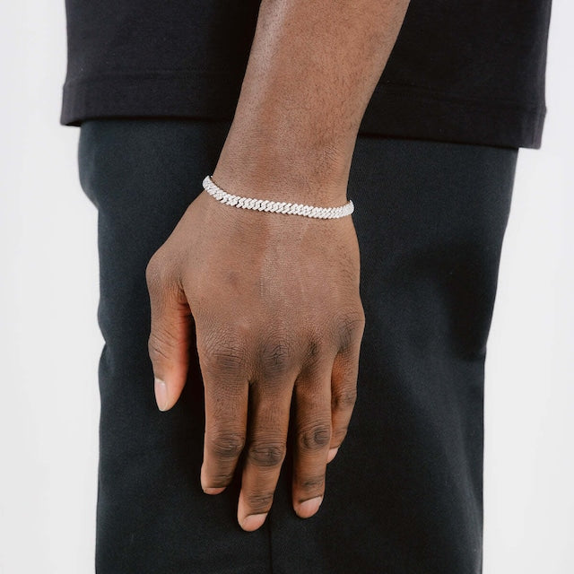 s925 Iced Out Prong Chain Bracelet 【5mm】