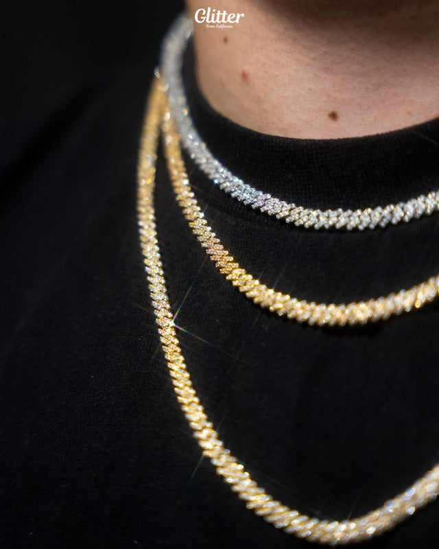 s925 Iced Out Prong Chain 【5mm】