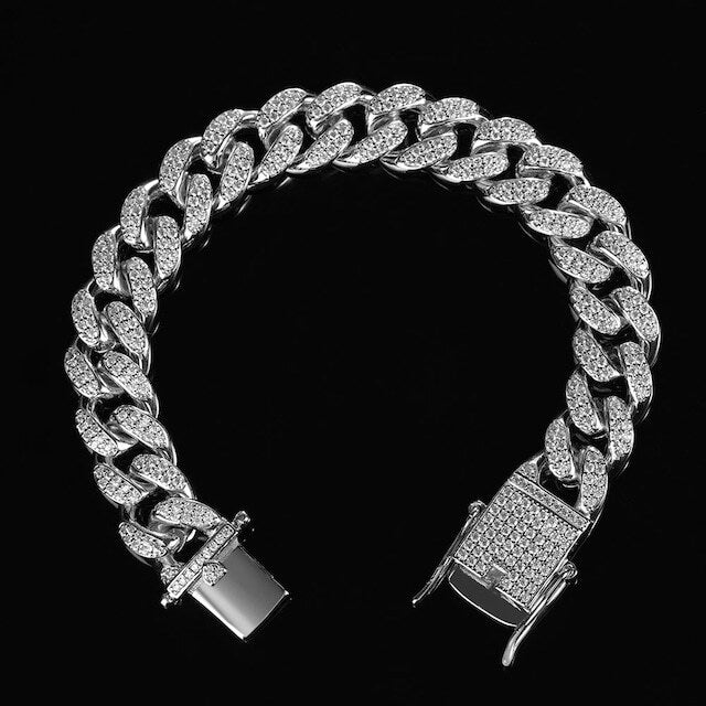 s925 Iced Out Cuban Chain Bracelet 【12mm】