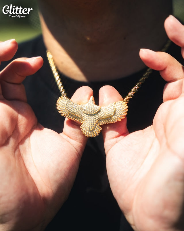 s925 Iced Out Indian Eagle Pendant