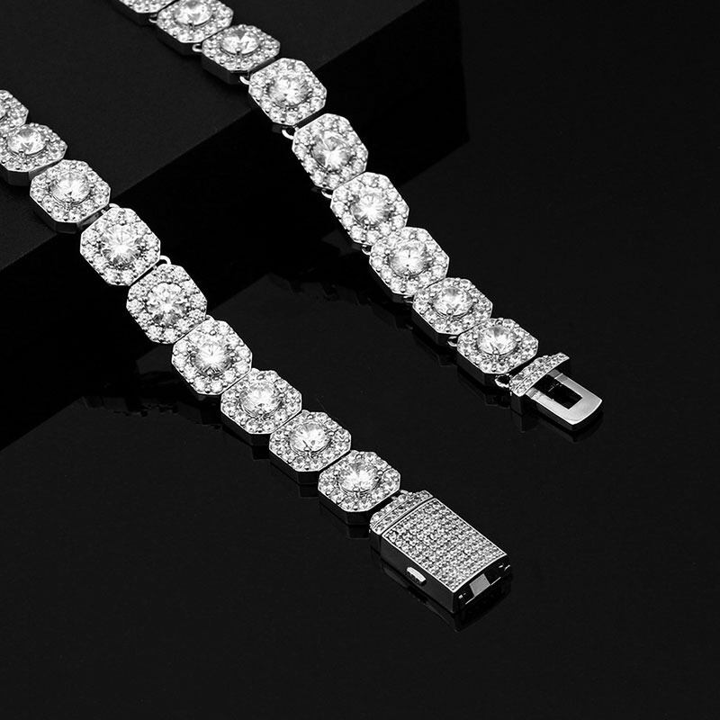 Clustered Tennis Chain Necklace【10mm / SILVER】