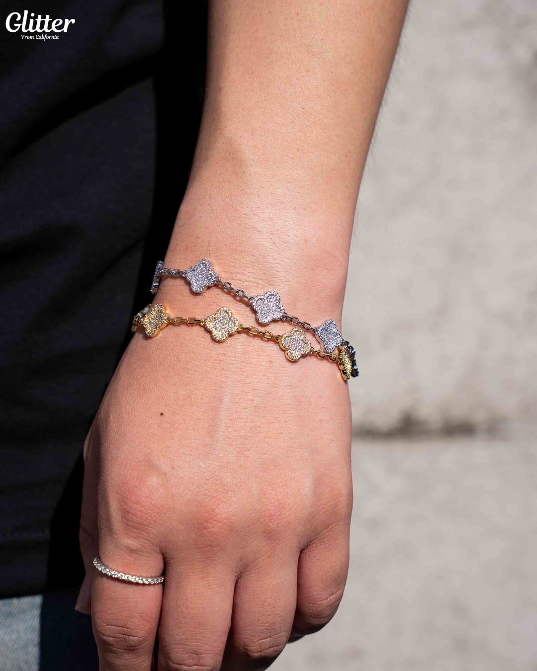 Iced Out Motif Chain Bracelet