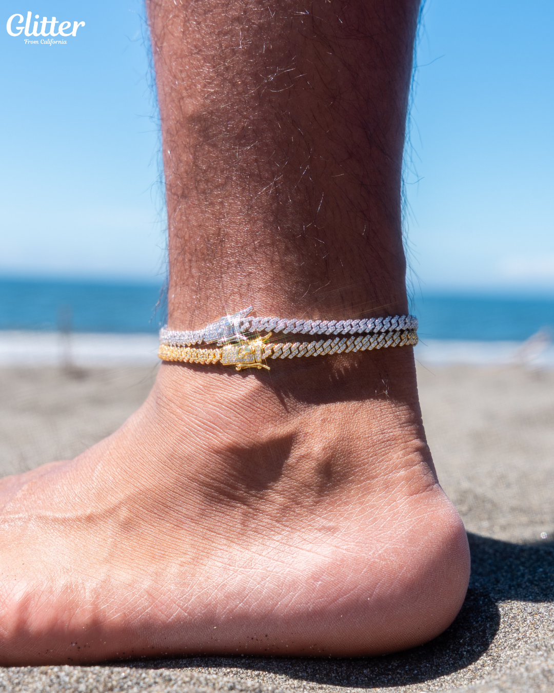 Iced Out Prong Chain Anklet【GOLD/SILVER】