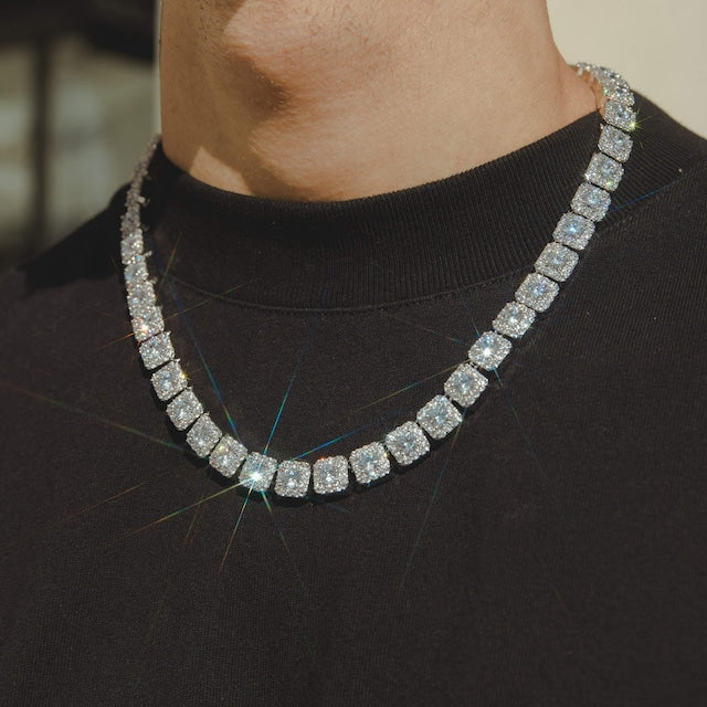 s925 Clustered Tennis Chain Necklace【10mm】
