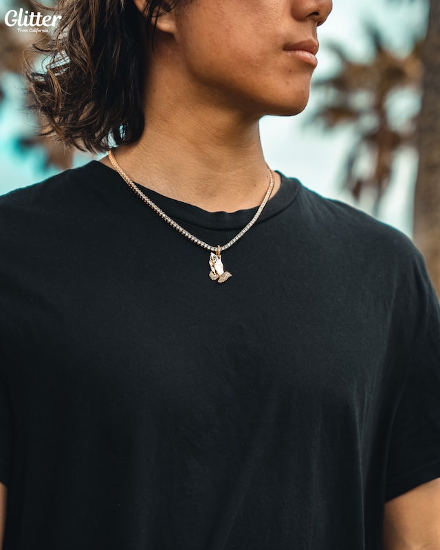 s925 Iced Out Praying Hands Pendant