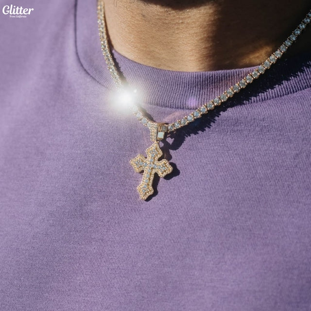 s925 Iced Out Cross Pendant
