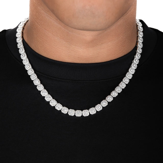 s925 Clustered Tennis Chain【7mm】