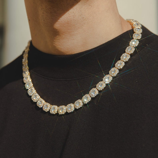 s925 Clustered Tennis Chain Necklace【10mm】