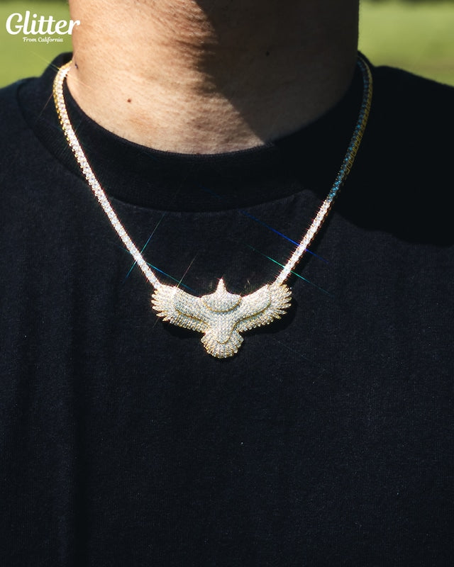 s925 Iced Out Indian Eagle Pendant