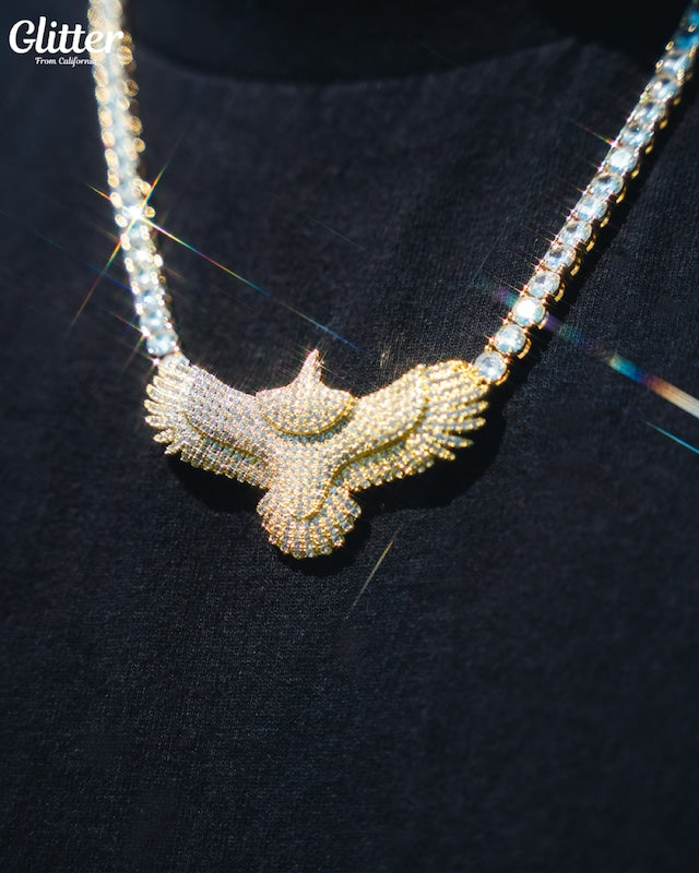 s925 Iced Out Indian Eagle Pendant