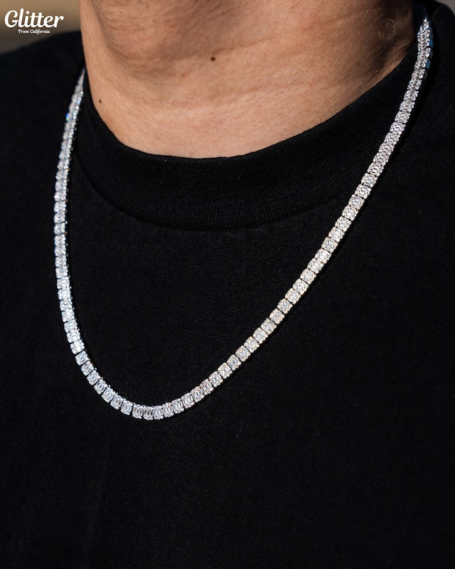 s925 Baguette Tennis Chain Necklace