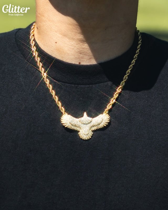 s925 Iced Out Indian Eagle Pendant