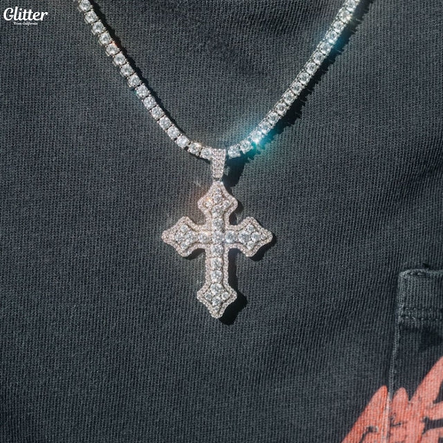 s925 Iced Out Cross Pendant