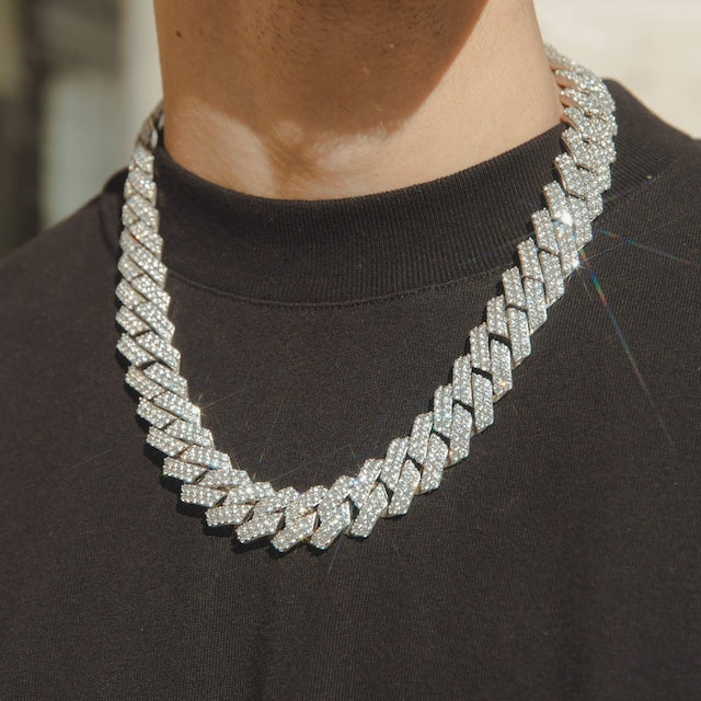 s925 Iced Out Prong Chain Necklace 【19mm】