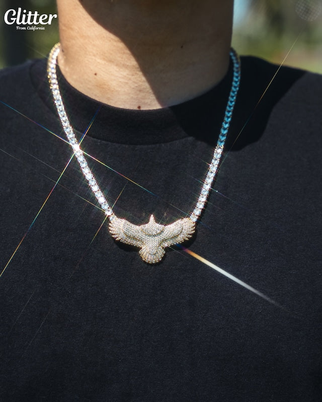 s925 Iced Out Indian Eagle Pendant