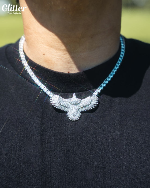 s925 Iced Out Indian Eagle Pendant