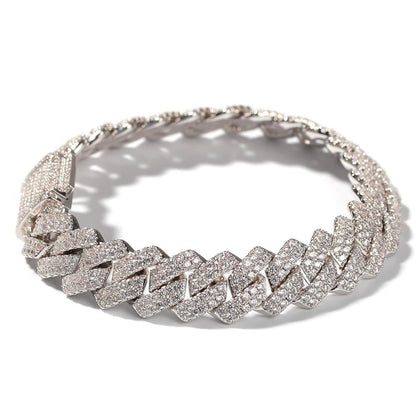 Iced Out Prong Chain Bracelet 【SILVER】