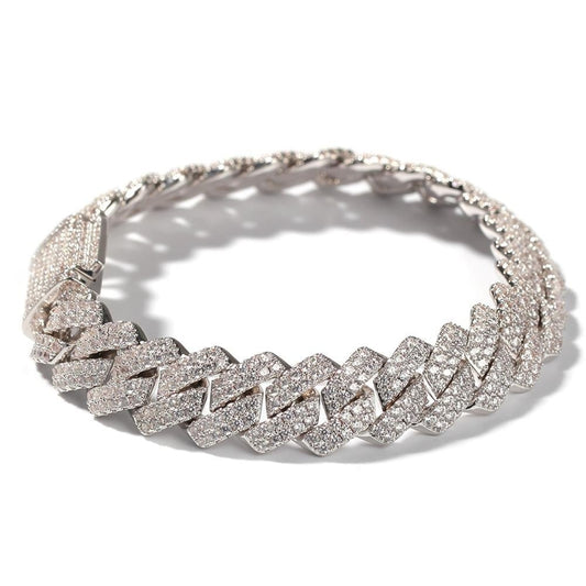 Iced Out Prong Chain Bracelet 【SILVER】