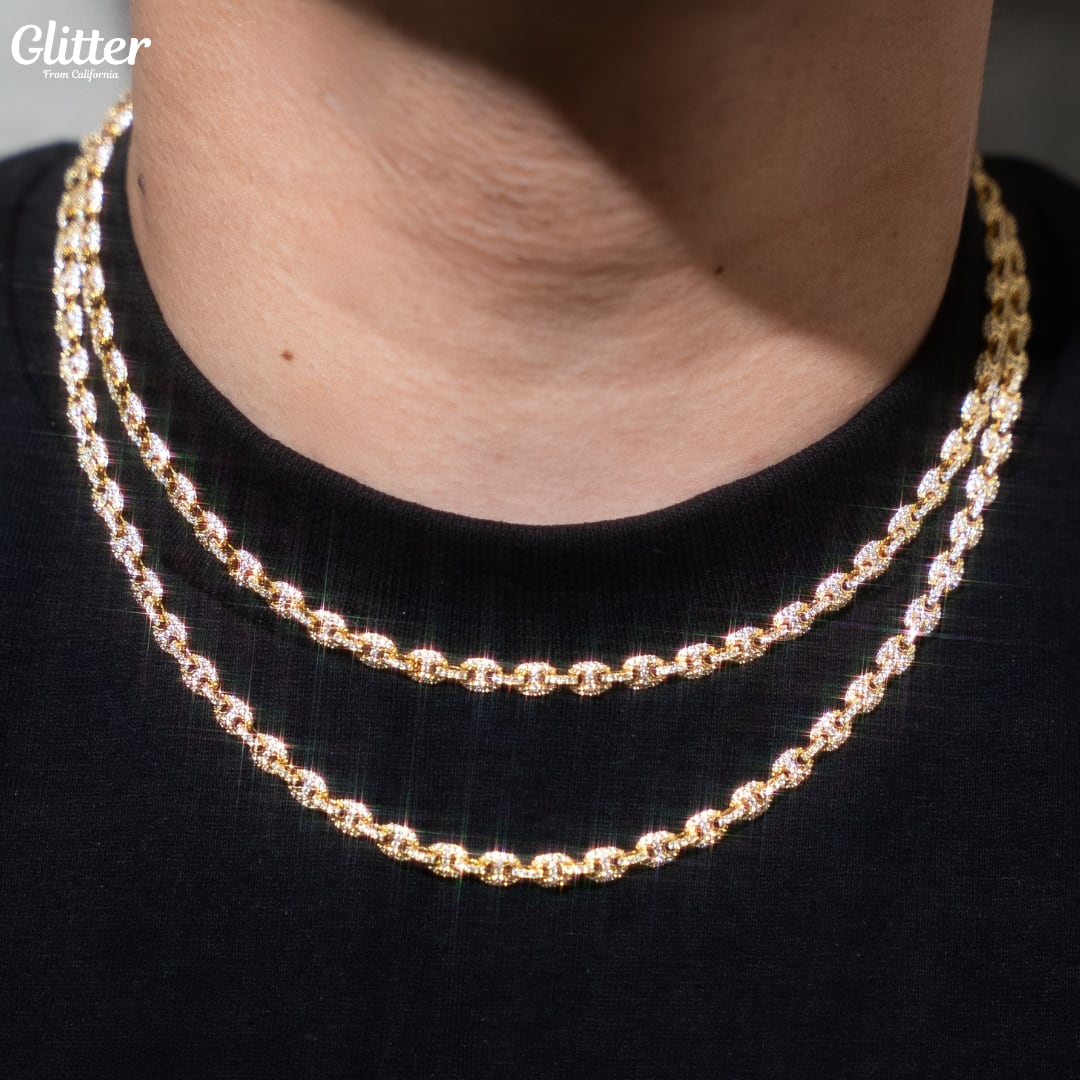 Iced Out Puffed Gucci Chain Necklace【5mm】