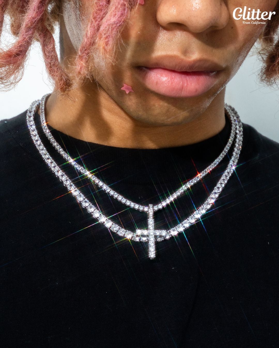 Tennis Chain × Iced Out Cross Set