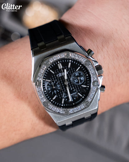 Iced Bezel California Rubber Watch 【SILVER】