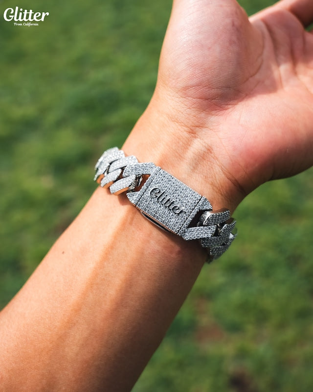 s925 Iced Out Prong Chain Bracelet 【19mm】