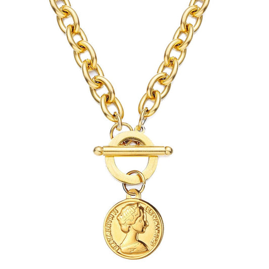 316L Coin Pendant Necklace 【GOLD】