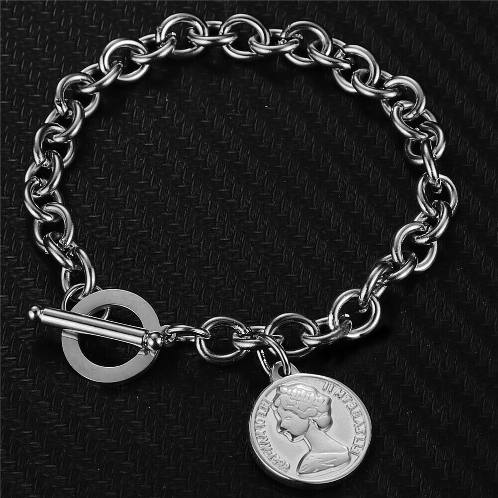 316L Coin Pendant Bracelet 【SILVER】