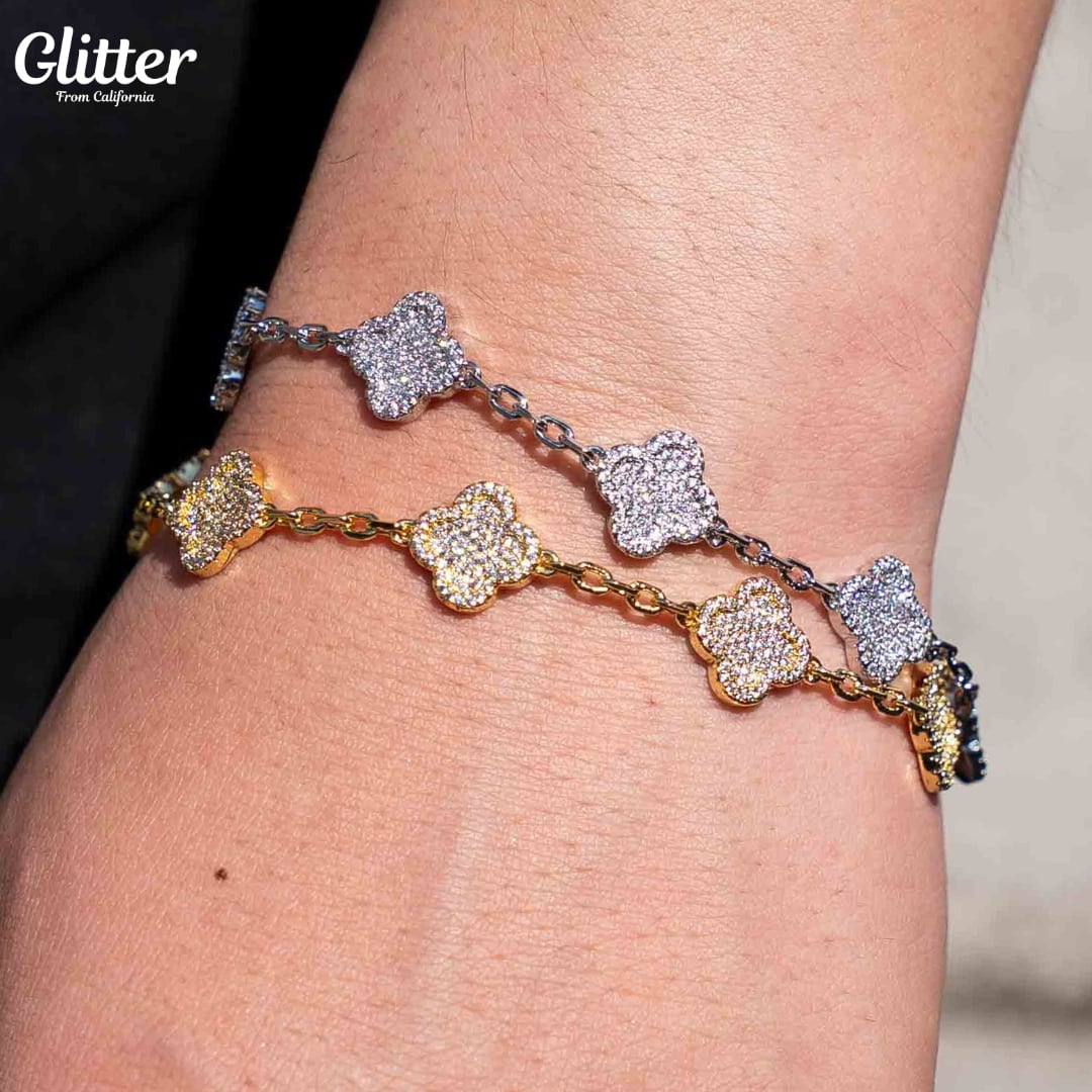 Iced Out Motif Chain Bracelet