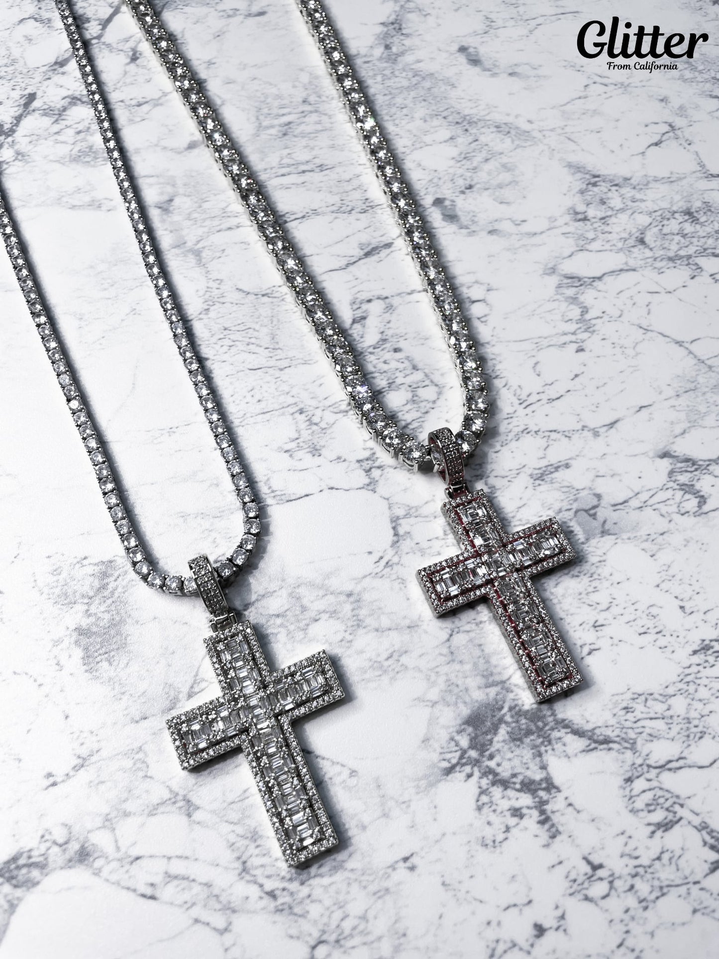 Baguette Diamond Cross Necklace