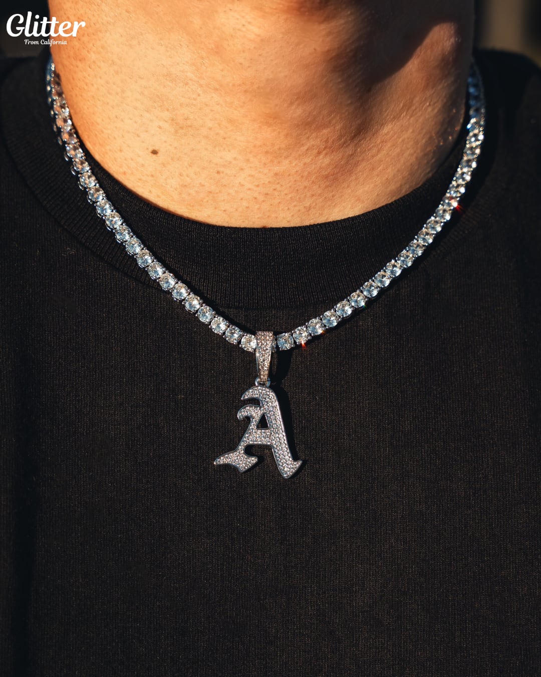 Iced Out Old English Letter Pendant