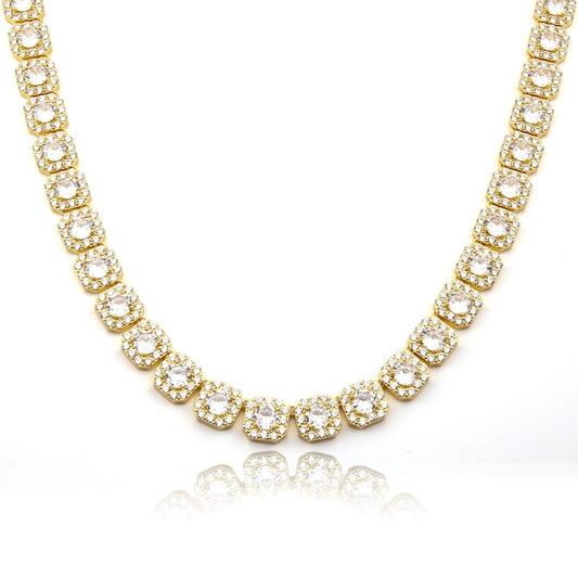 s925 Clustered Tennis Chain Necklace【10mm】
