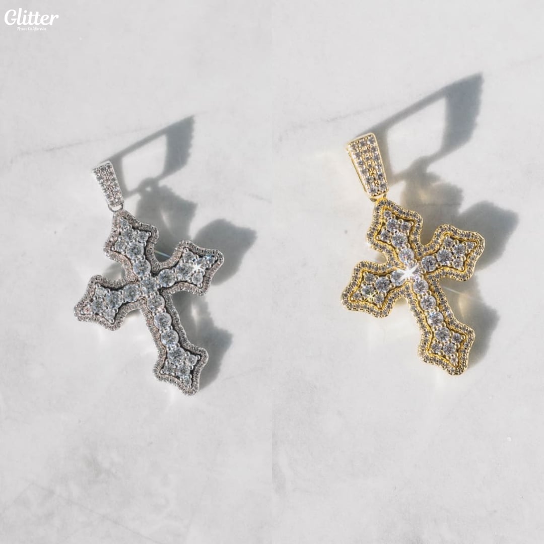 Iced Out Cross Pendant 【GOLD/SILVER】