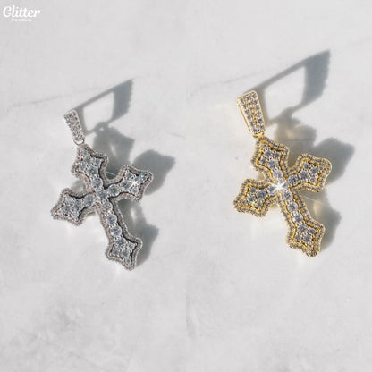 Iced Out Cross Pendant 【GOLD/SILVER】