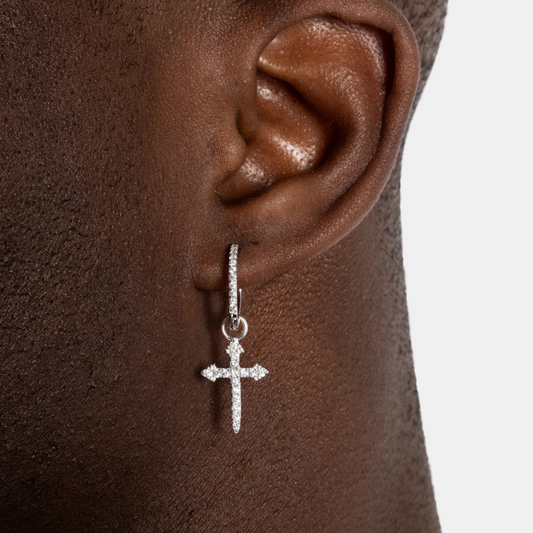 s925 Iced Cross Earrings