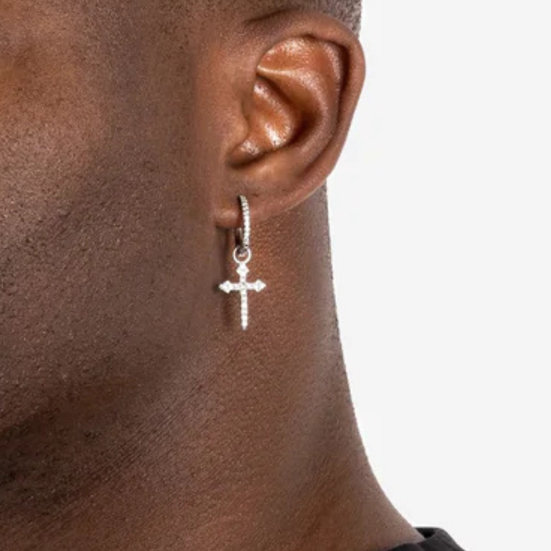 s925 Iced Cross Earrings