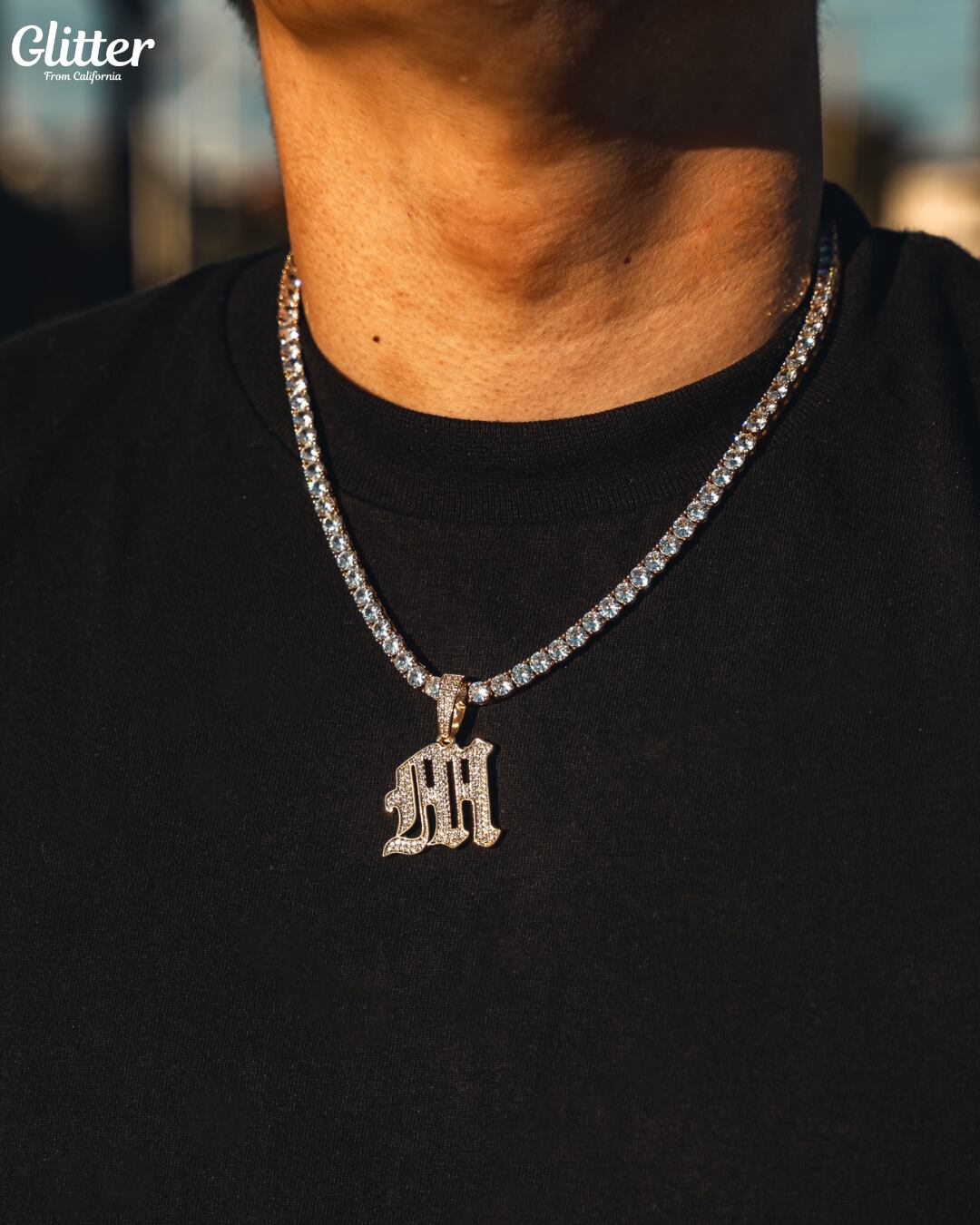 Iced Out Old English Letter Pendant